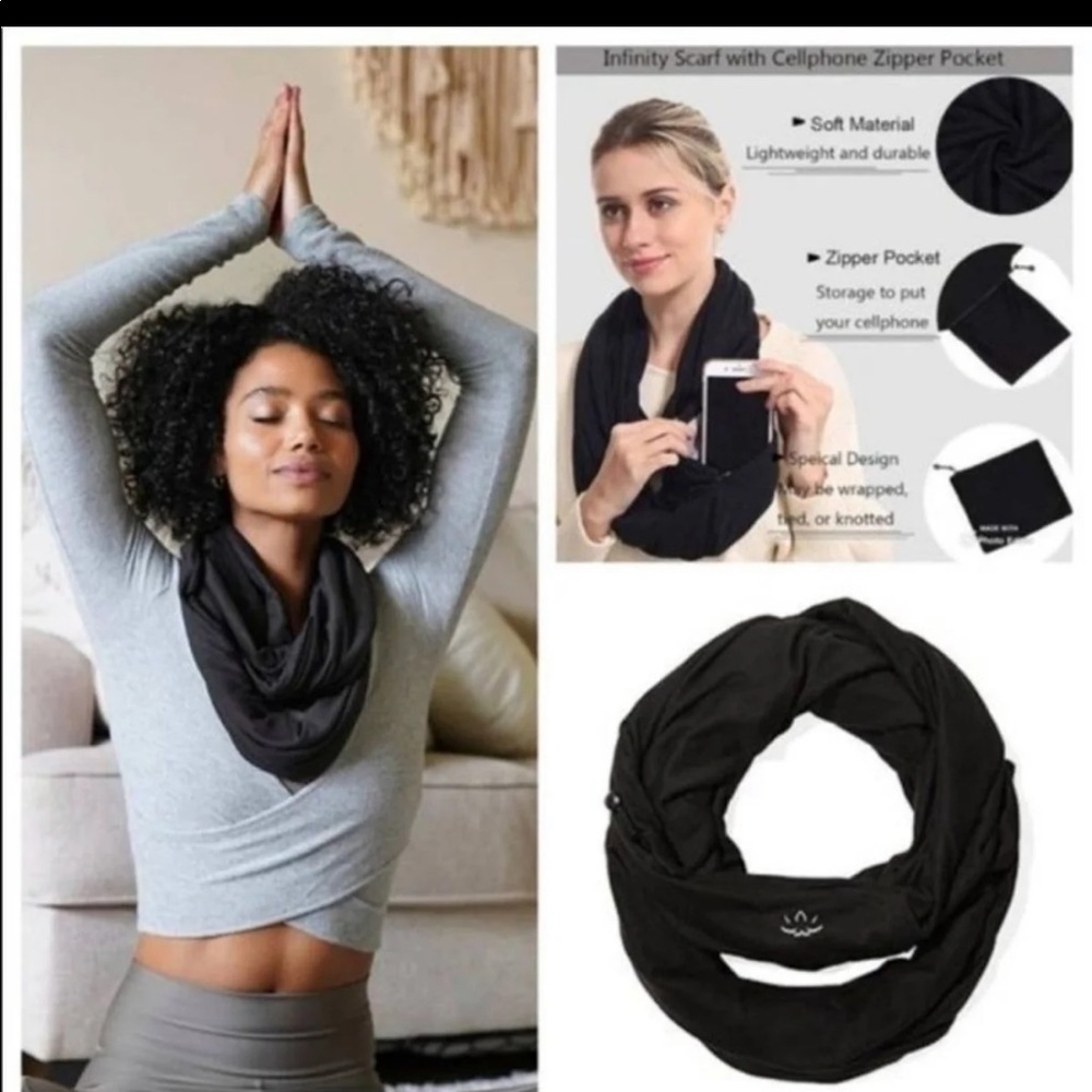 NWT Beyond Yoga infinity scarf with hidden pockets